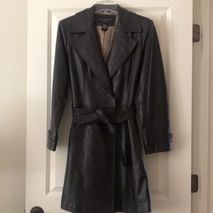 Chocolate Brown Genuine Leather Trench
